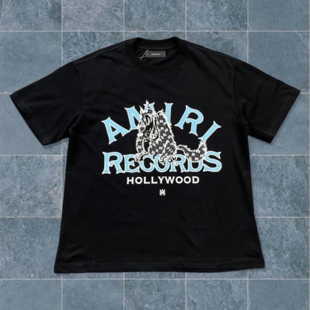 AMIRI Black and Blue Graphic Tee